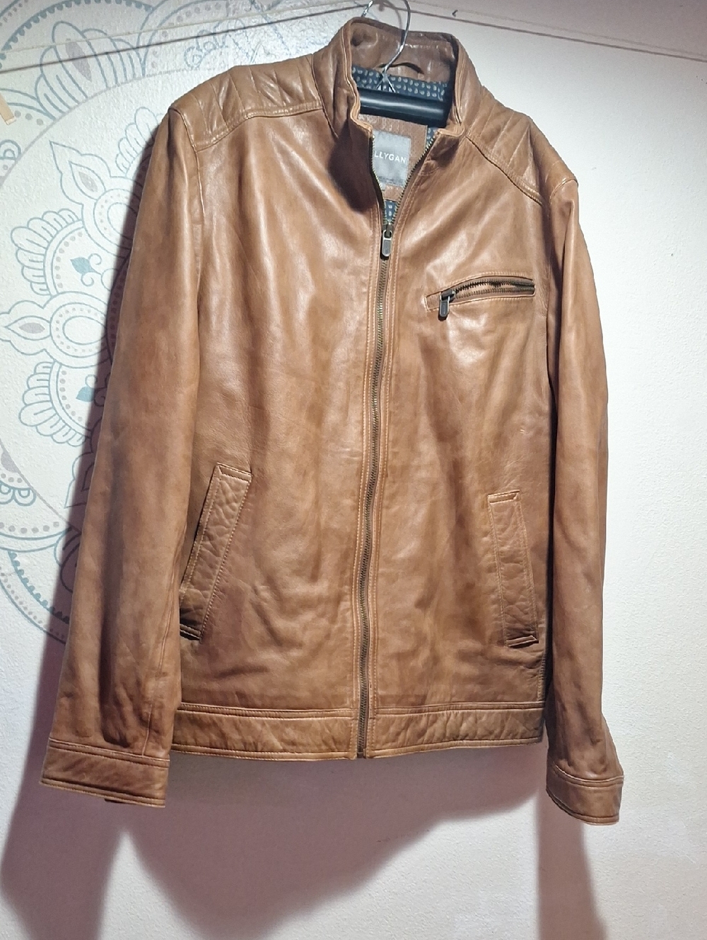Vintage Italian Men's Leather Zip Jacket - Tan